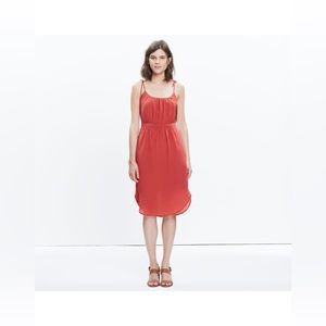 Madewell 100% Silk Pocketed Skyway Cami Dress Red Orange Size 4